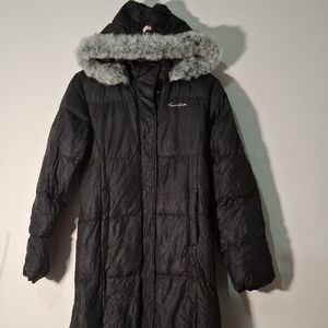 South Pole Black Puffer Coat with Gray Faux Fur Detachable Hood Size M